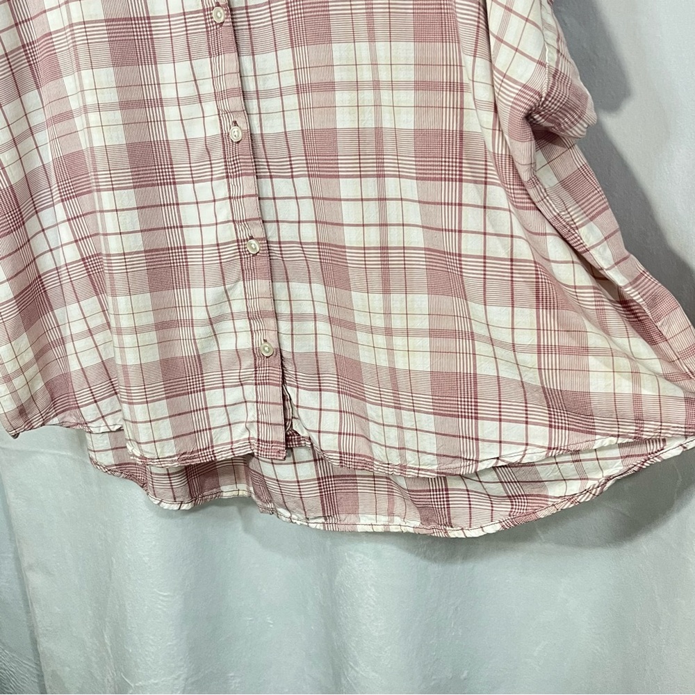 Dip Oversized Button Down Plaid Blouse Asymmetrical Size 2xl - Picture 3 of 7